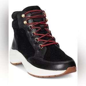 Lauren Ralph Lauren Rylee Black Boots with Red Laces